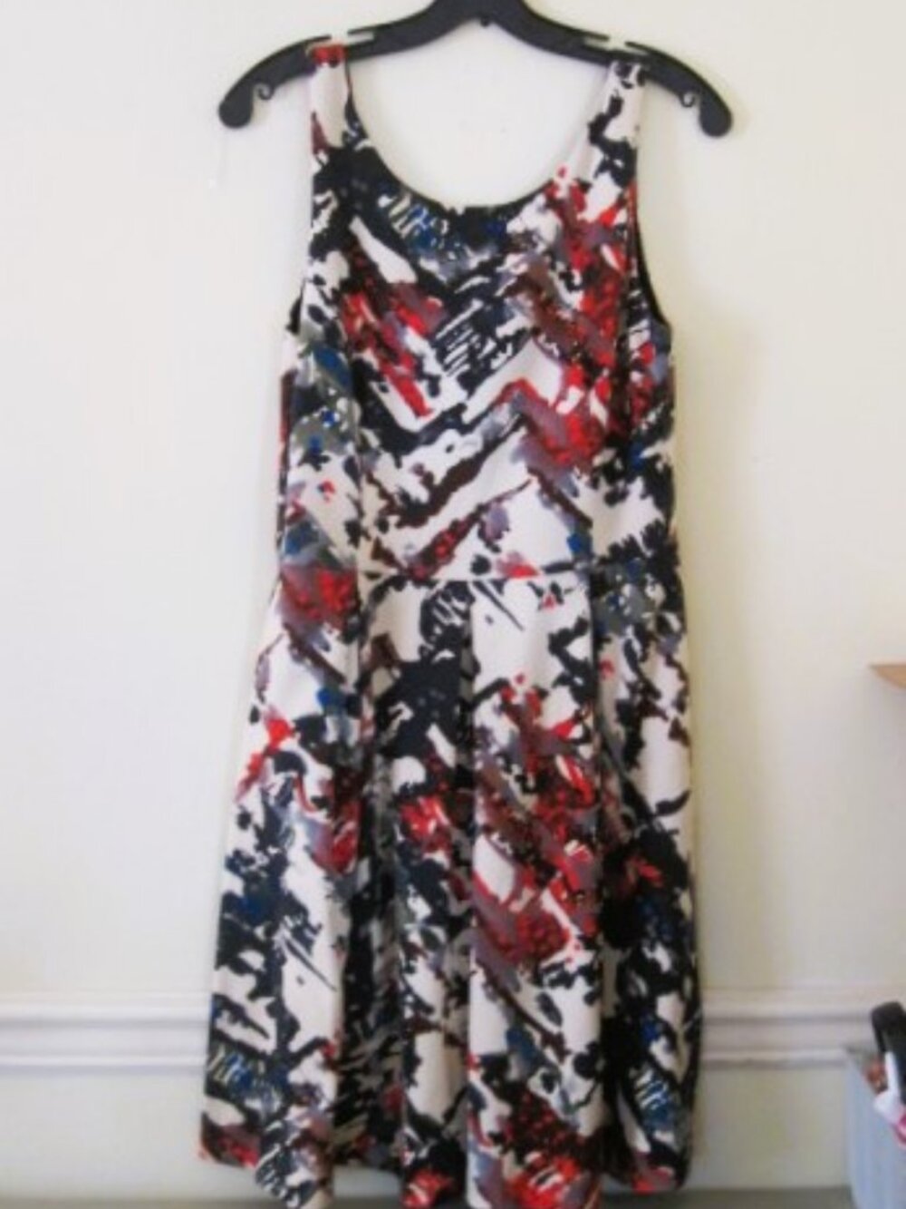 Maeve Womens Size M Blue Multi Floral Print Tank Dress Pullover 3/4 Zipper